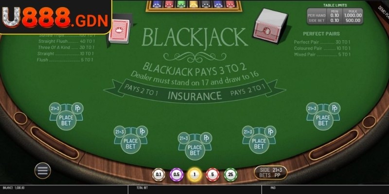 Mọi bàn blackjack U888 được thiết kế theo tiêu chuẩn quốc tế